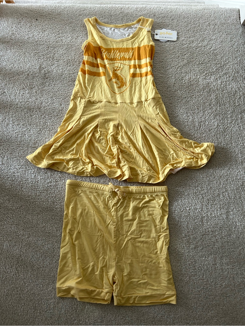 Bums and roses x Harry potter Hufflepuff dress and shorts set size 16 NWT bamboo